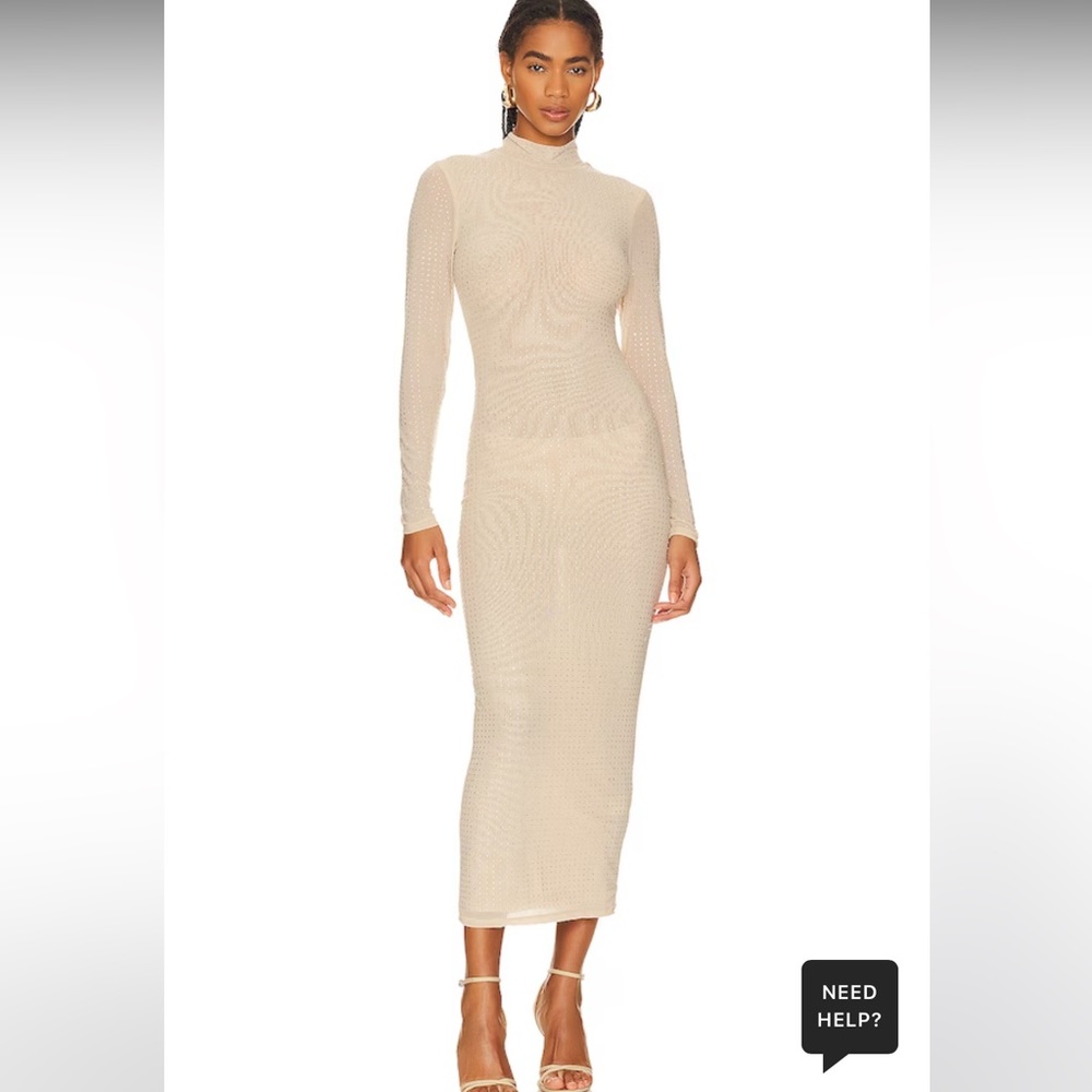 Revolve | Bardot - strobe midi dress nude